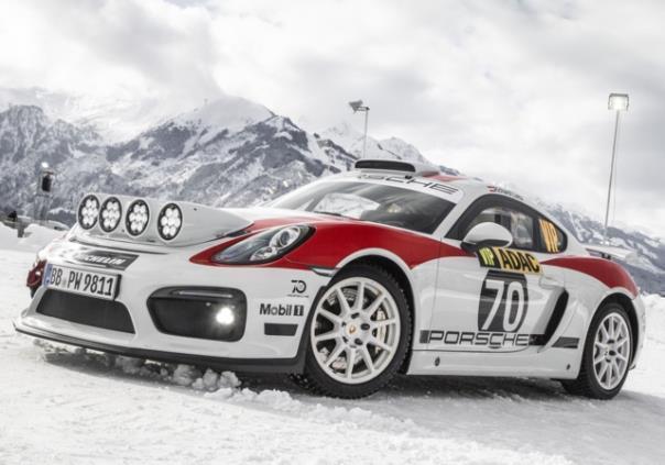 Rallye-Konzeptstudie Porsche Cayman GT4 Clubsport für die FIA-R-GT-Kategorie beim Porsche Winter Event in Zell am See (A)